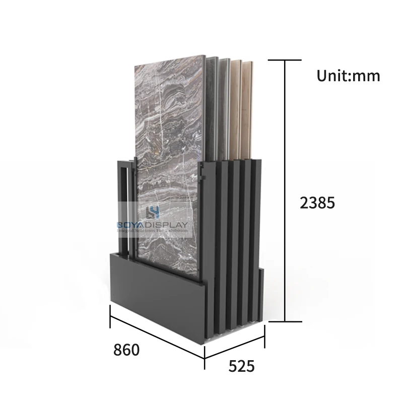 Latest Quartz Marble Stone Type Sliding Rotating Display Stand Flooring Panels Push Pull Ceramic Tile Display Rack Stand
