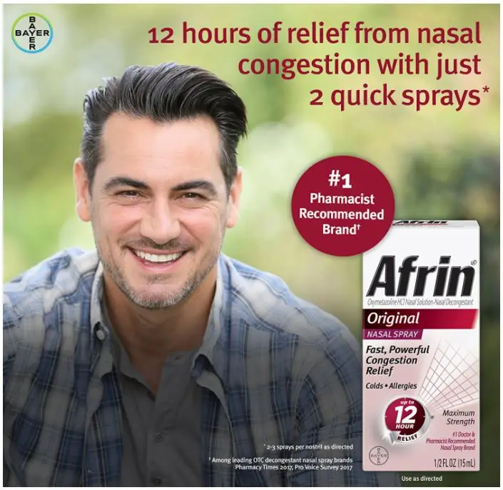 Afrin Original Nasal Congestion Relief Spray Cold Allergy Relief (0.5