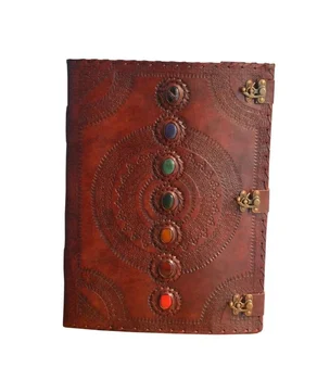 Genuine Leather Journal with Seven Chakra Stone Sketchbook and Notebook A4 A5