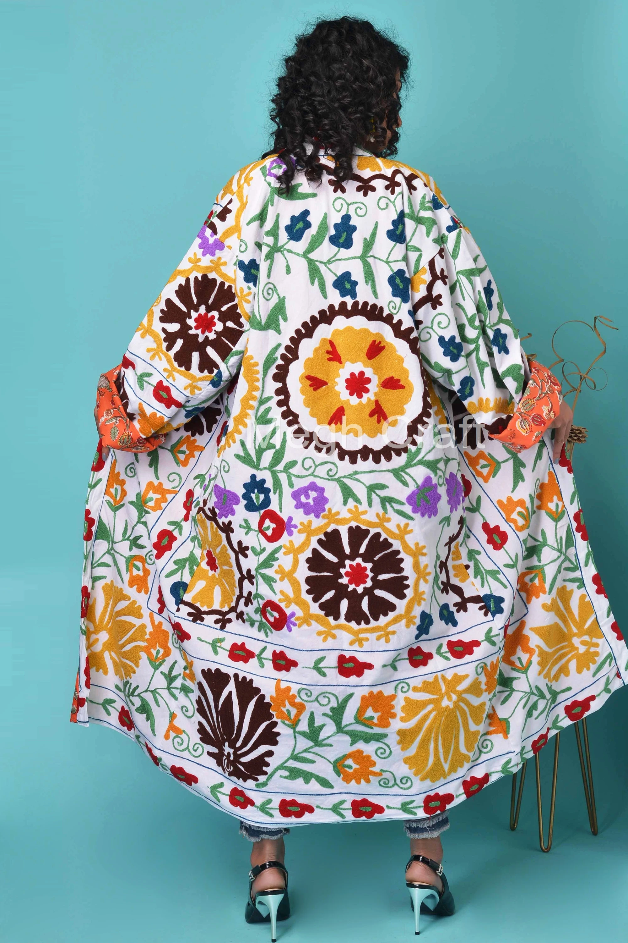 スザニロングコート-スザニ刺Embroidery着物-ウズベクスザニコート 