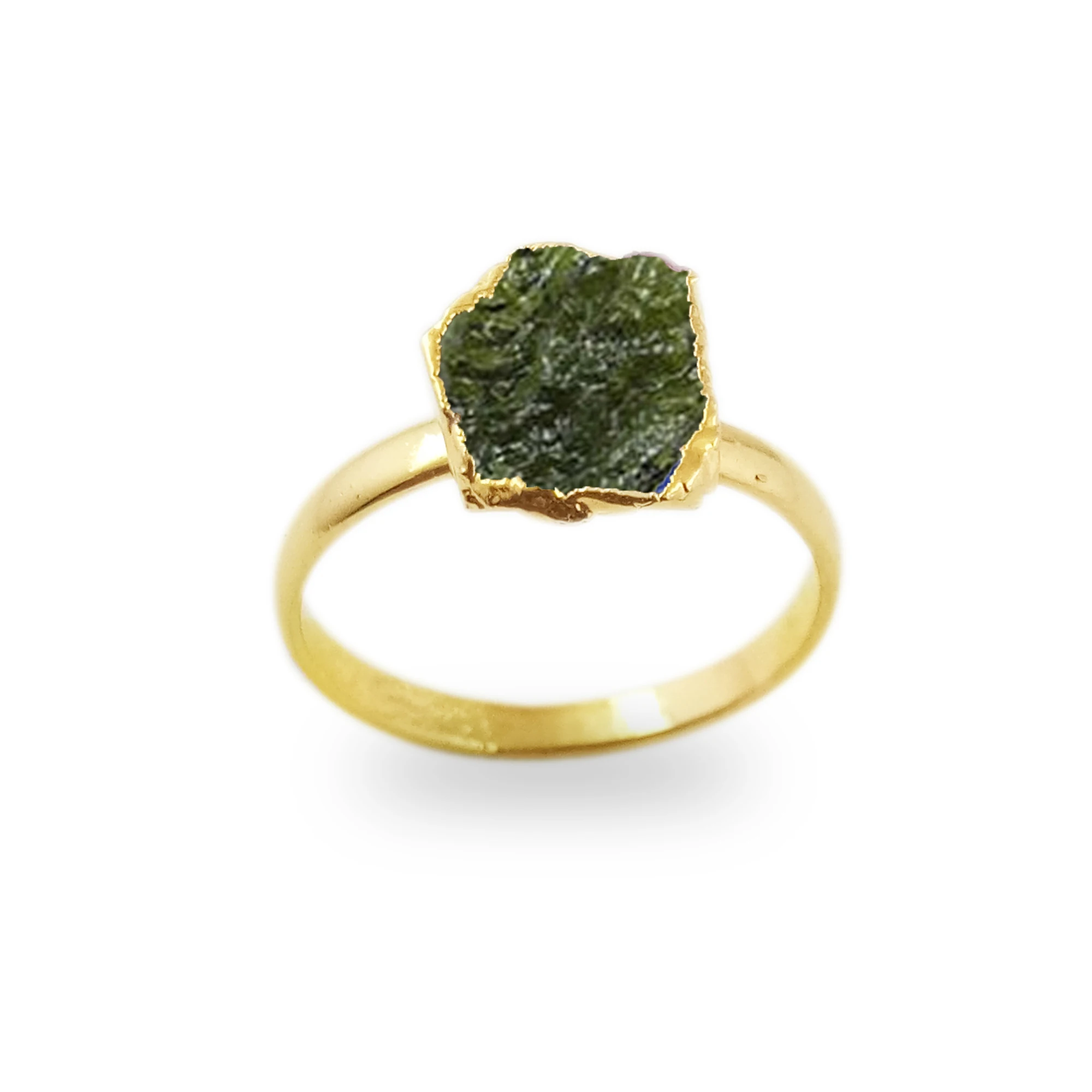Shop Our Collection of 18k Gold Electroplated Moldavite Rings