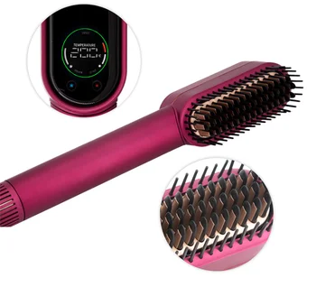 Touch Screen Electric Hot Hair Straightener Comb Brush High Speed Dryer Brush