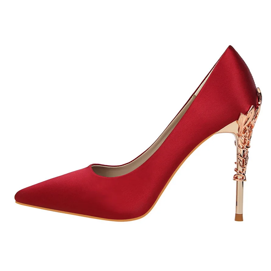 Zapatos De Tacón Alto De Aguja De Cuero De Lujo Para Mujer,Calzado De Tacón De Metal,Color Rojo,Estilo Coreano,A La Moda Buy Zapatos De Tacon Alto