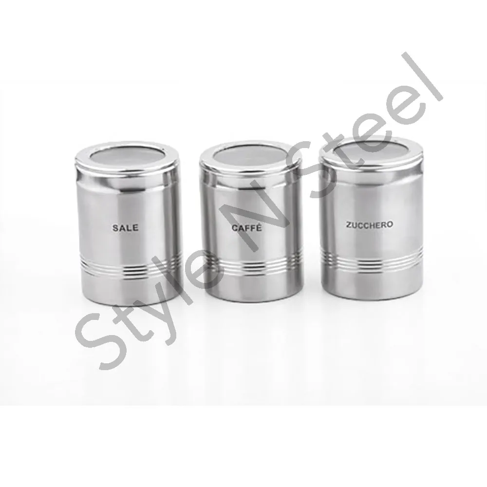 Customized Design Airtight Tea Tin Canister Tea Sugar Coffee Canister Ribbed Storage Canister