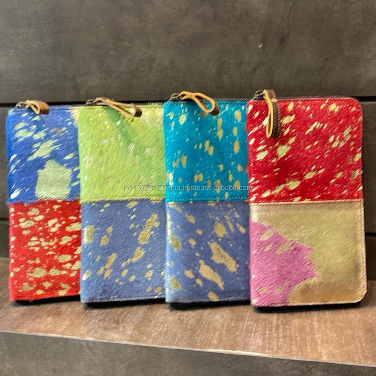 New Stylish Colorful Metallic Fur Leather Clutch Unique Personalized