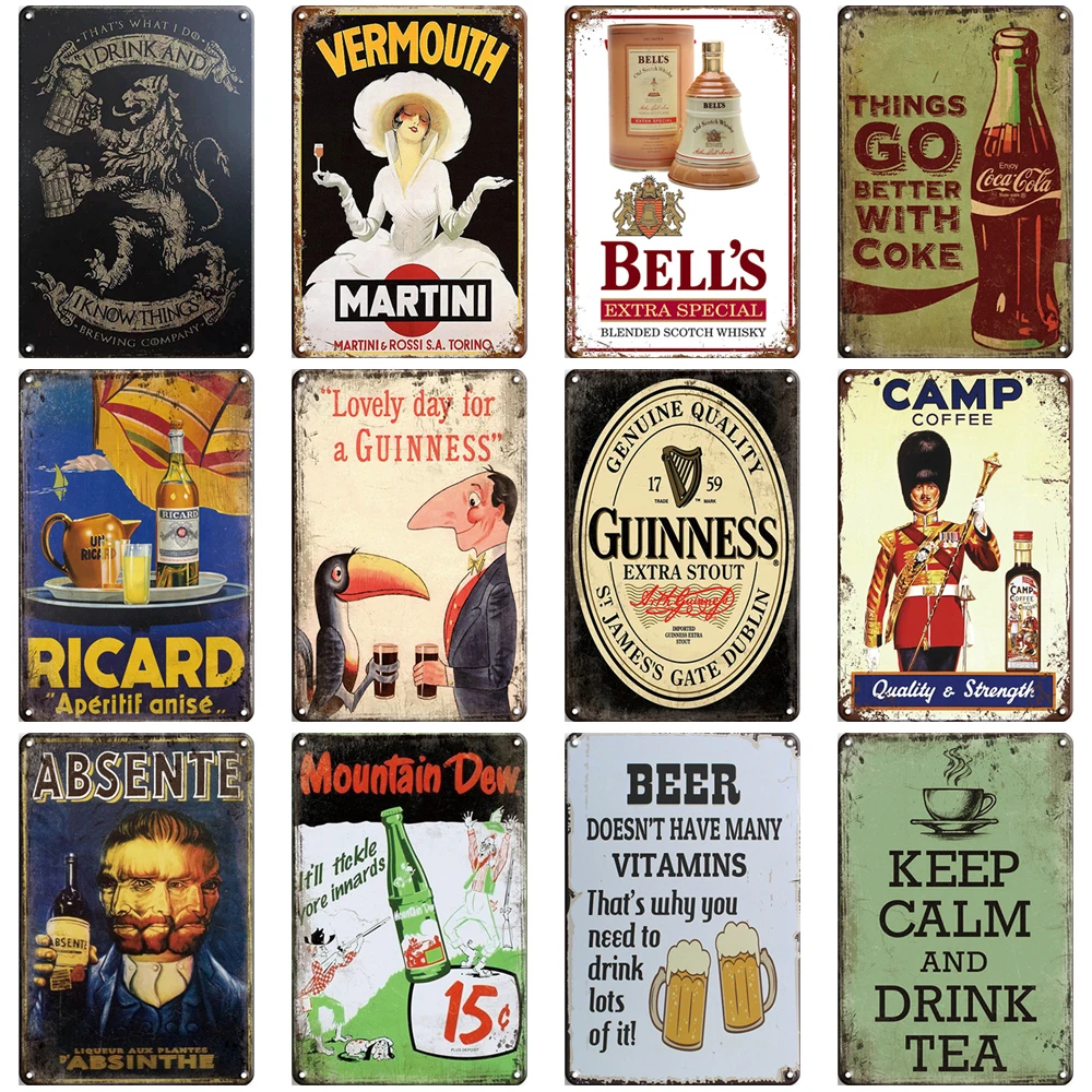 Insegna In Metallo Retrò Per Birra: 20x30 Cm, Decorazione Per Bar E Sala Feste