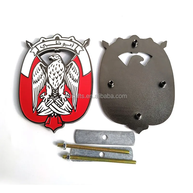 In Stock Custom Made 3D Uae Falcon Metal Car Badges Abu Dhabi Logo Car Stickers Emblem