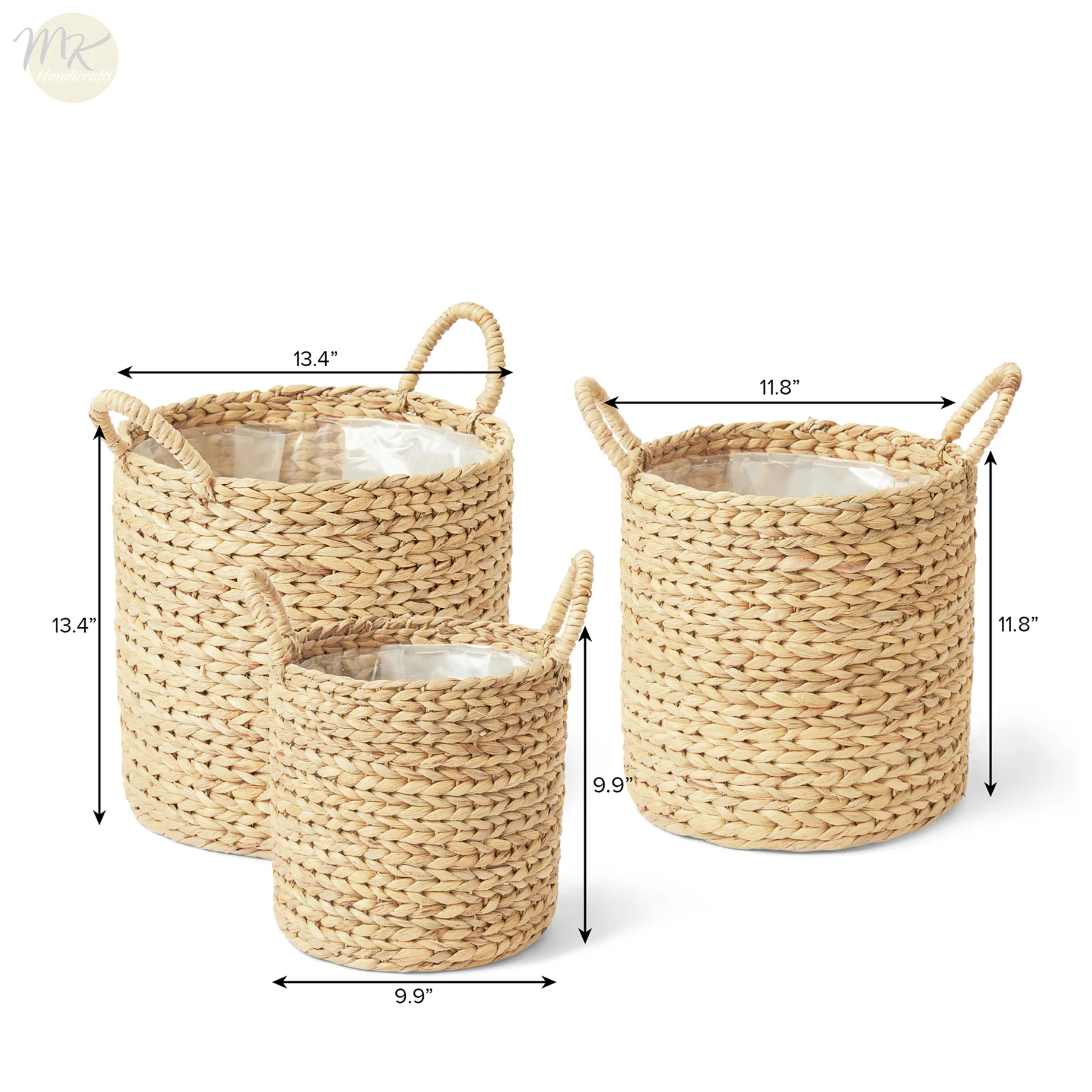 Large Wicker Round Nesting Storage Bins,Basket Set Of 3 Woven Water