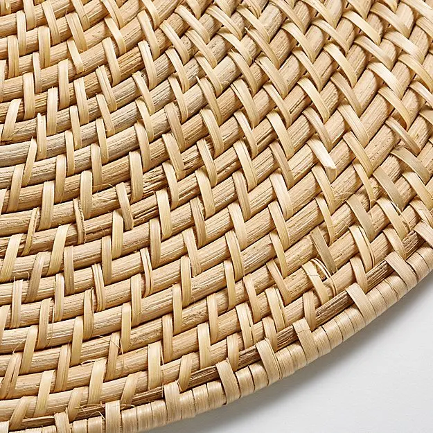 Trendy Round Rattan Set Of Placemats Coaster Natural Handicraft