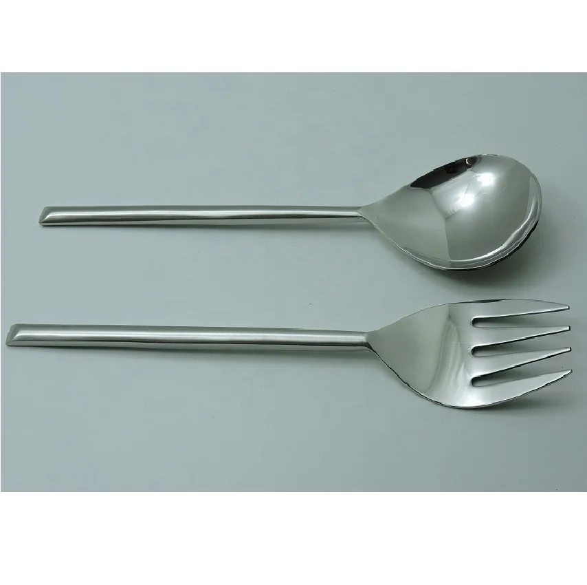 Brass Handle Stainless Steel Salad Server Spoon Set