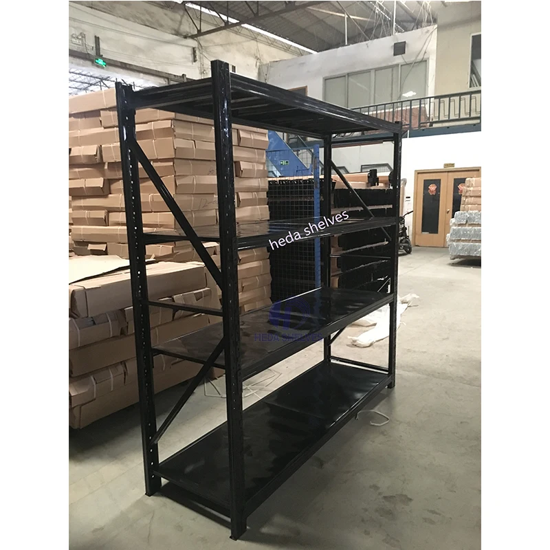 Custom Heavy Duty Shelving 300 Kg Layer Garage Black 4 Tier Warehouse