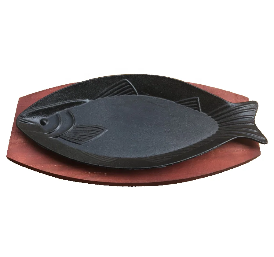 Cast iron fish shaped Teppanyaki commercial fish plate crucian