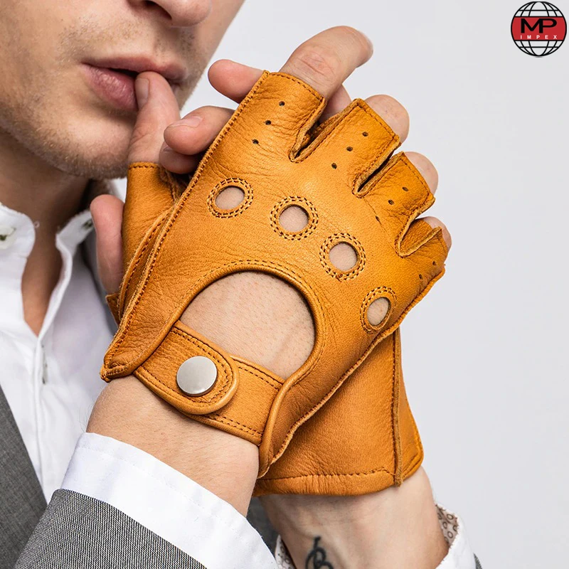 Мужские кожаные перчатки для вождения из натуральной овечьей кожи