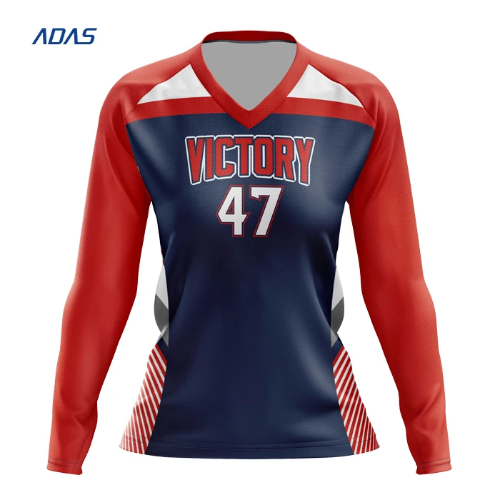 Sublimated Long Sleeves Volleyball Jersey Design Women Wholesale ...