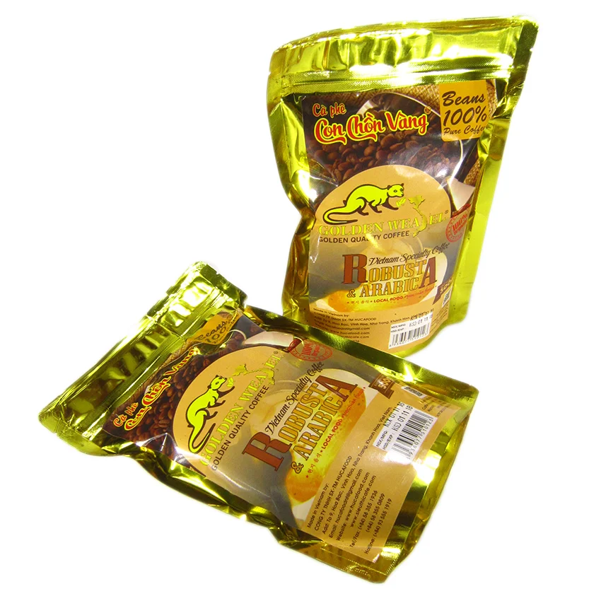 OEM, ODM, Чистая арабика и робуста 500 г, золотой Weasel, вьетнамский кофе, средний жареный, оптовая продажа, кофе HucaFood
