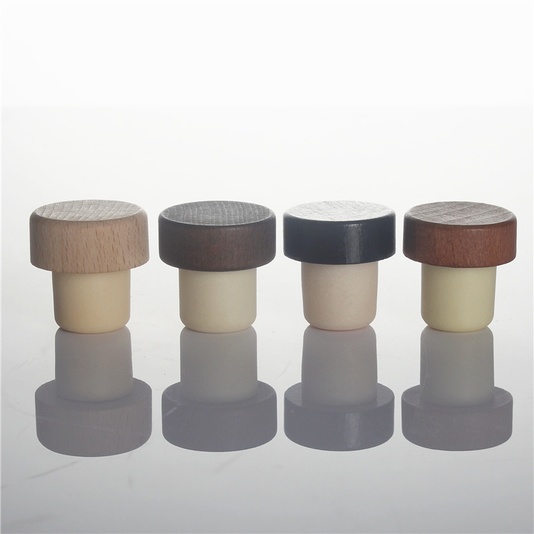Индивидуальная Роскошная пробка для бутылок с виски, T-образная форма с различными цветами, деревянная Верхняя синтетическая пробка