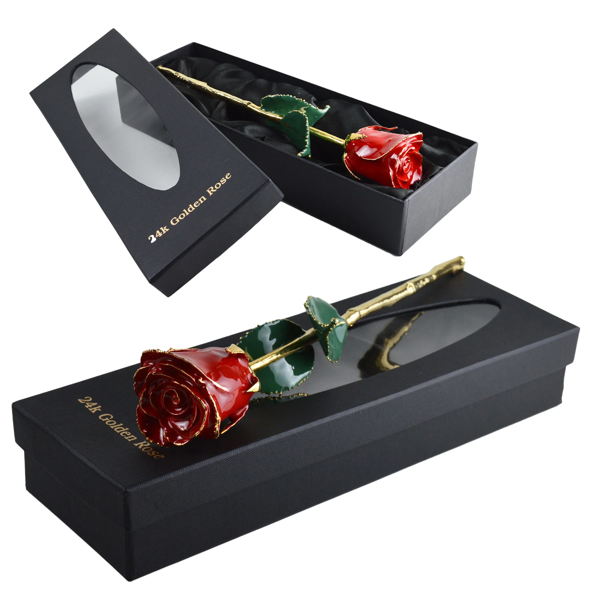 Fresh Natural Rose Colored Finishing 24k Gold Dipped Rose With Colored ...