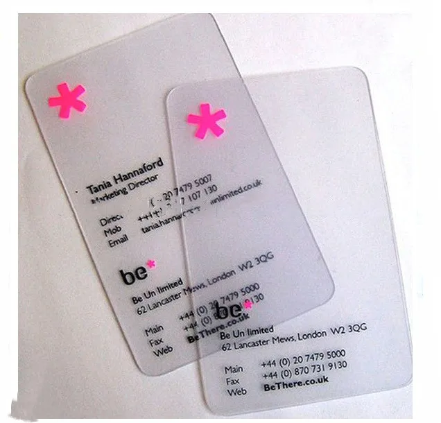 Hot Sale Printing Transparent Plastic PVC custom logo business cards