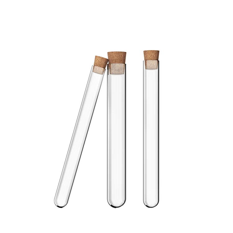 Rounded Bottom Custom 1 4 6 10 15 19 23 28 36 55 ml Glass Packaging Test Tube With Leak Proof Cork Plug Stopper