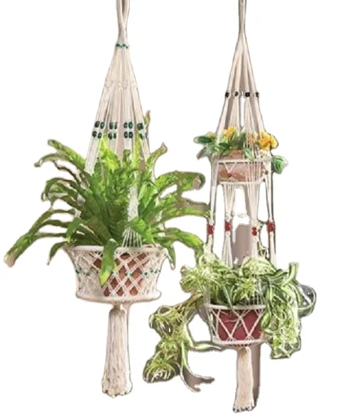 4 Legs Decorative Macrame Hangers Hanging Plant Holders