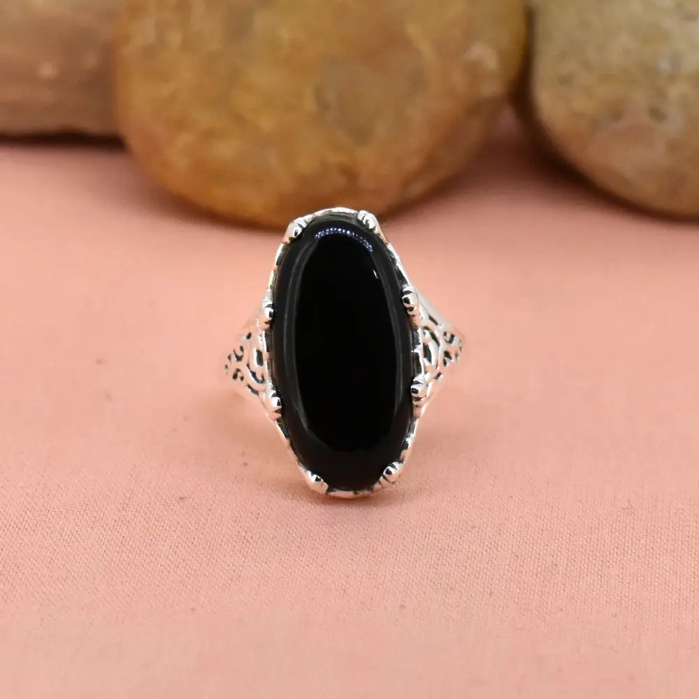 New Designs Big Black Onyx Stone Handmade Ring For Men Buy 925 Silver Ring With Black Onyx Handmade Gemstone Jewelry 925 Italian Handmade Unique Silver Ring Handmade December Birthstone Sterling Silver 925 Ring