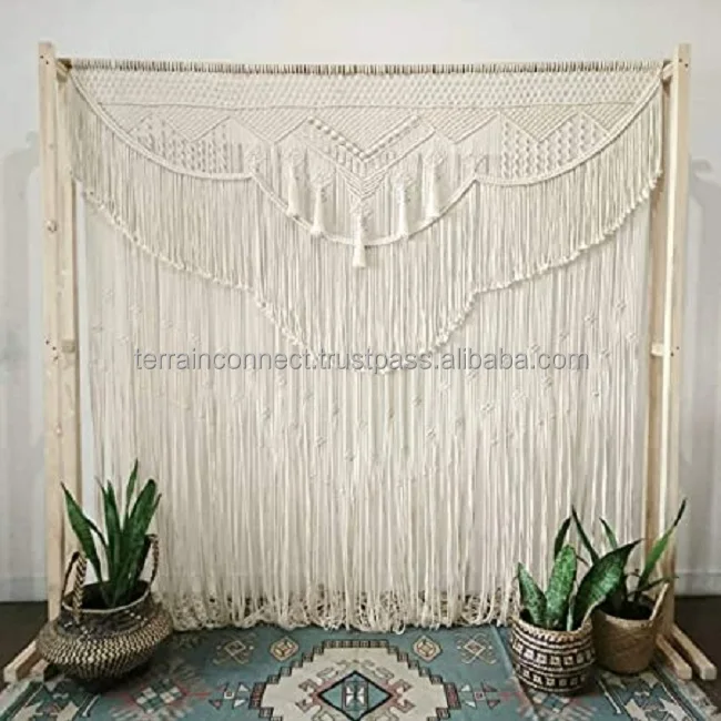 Tirai Macrame Buatan Tangan Latar Belakang Pernikahan Ukuran Besar Untuk Dekorasi Tema Buy Macrame Curtain Wall Hanging Doorway Window Curtains Handwoven Wedding Backdrop Arch Wedding Backdrop Macrame Door Curtain Bohemian Macrame Hand Woven