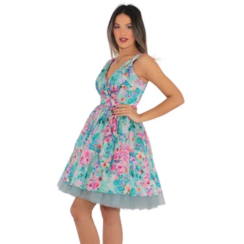 2022 Factory Wholesale Evening Dresses Cheap Luxury Dress Cute Gown Flower Pattern Tulle Dress Sleeveless