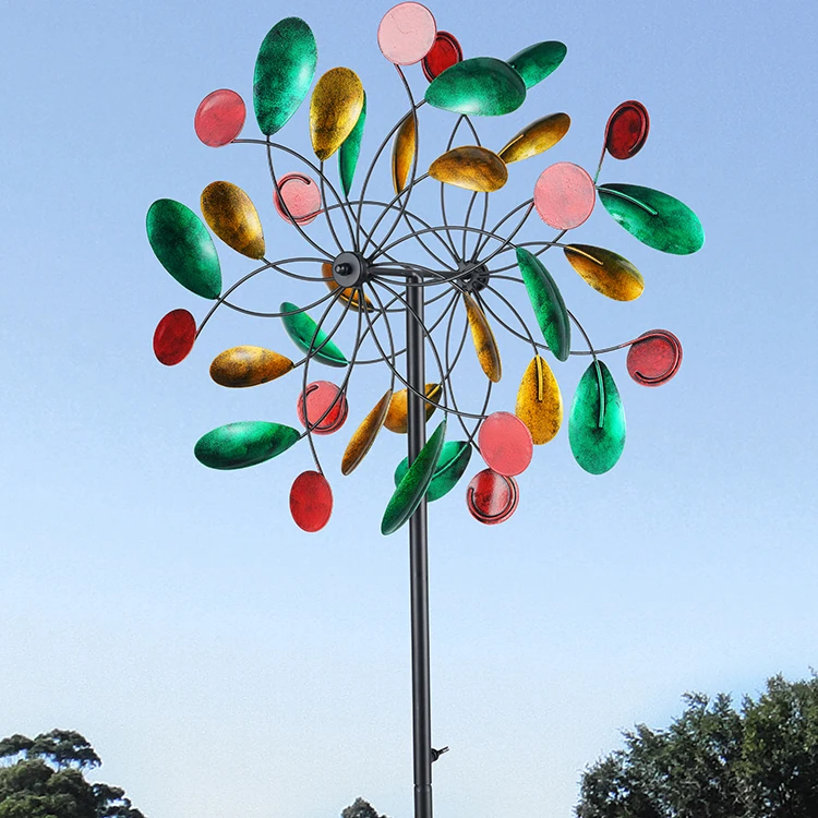 Colorful Kinetic Large  Wind Spinner Outdoor Metal Windmills 