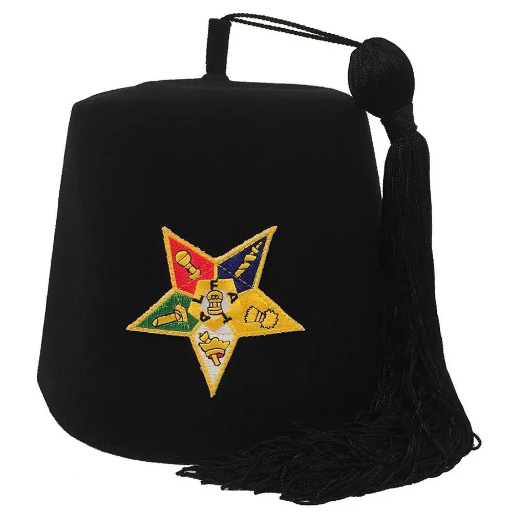 Шляпа усадочная masonic fez со стразами и буквами из золотых слитков как указано; Темно-Бордовая фетровая шляпа Fez 100%