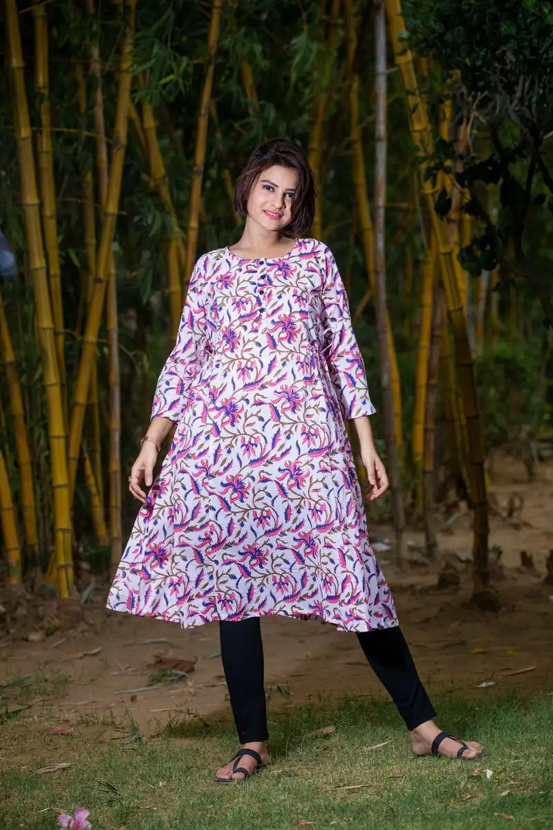Salmon Floral Maternity \u0026 Nursing Kurta 