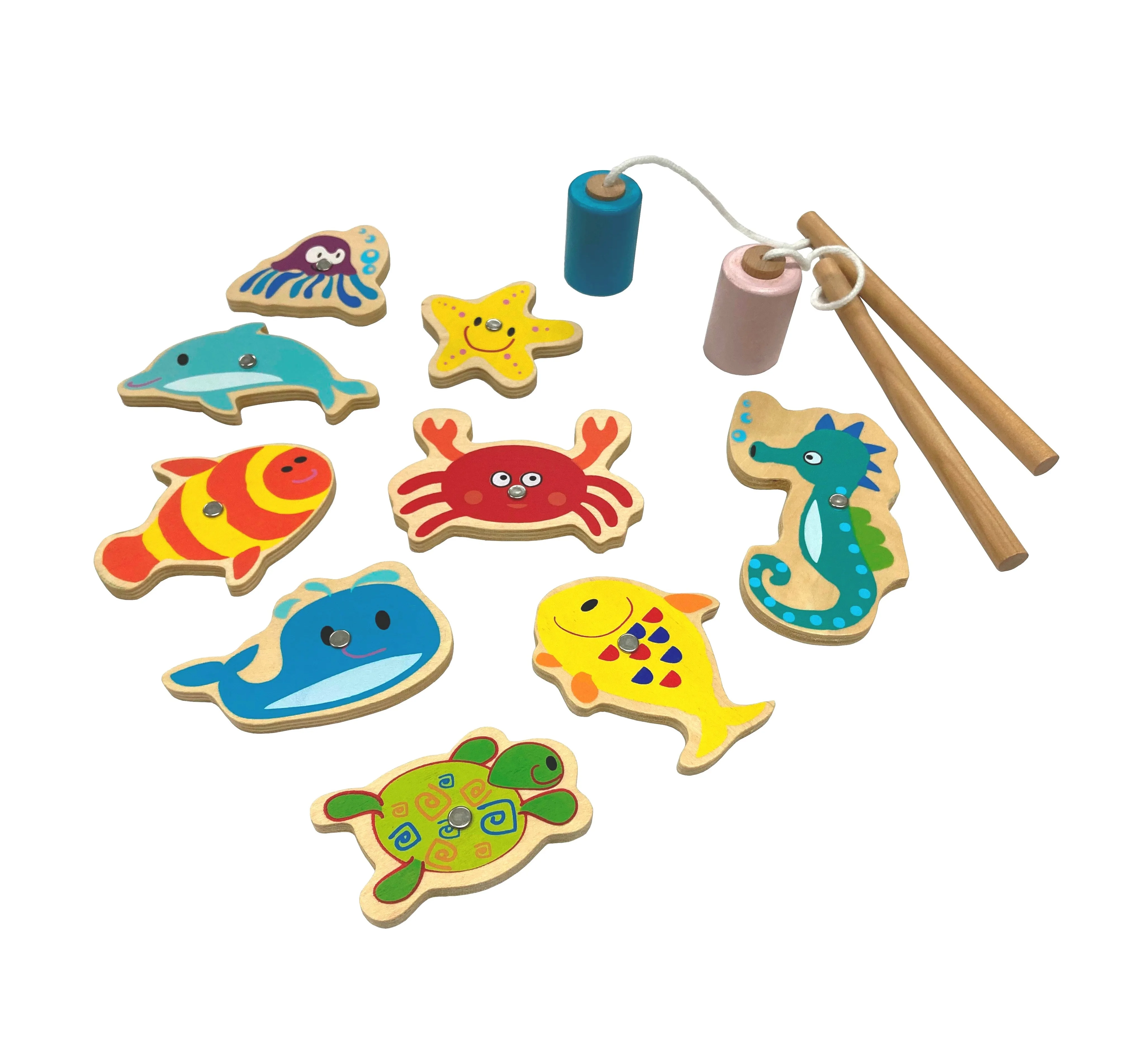 Wooden Magnetic Fishing Game for Kids Easy Learning and Physical Development