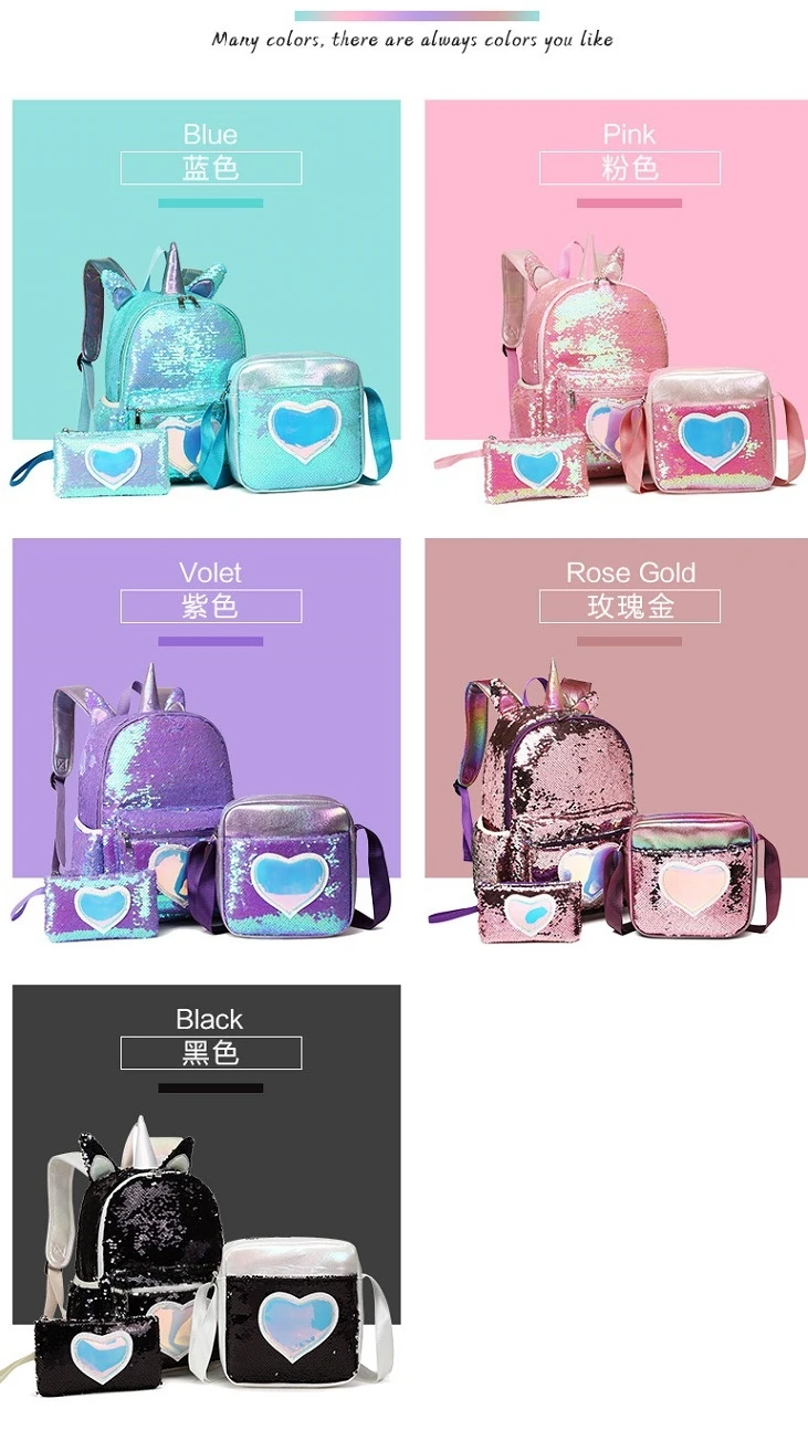 Bling Cute unicorn Kids Backpack school bag for kids Hot sale products and mini  kids backpack