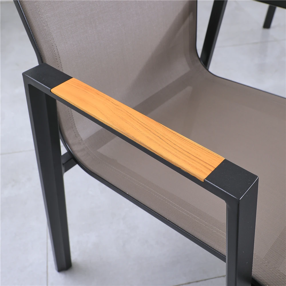 High Quality Aluminium Outdoor Garden Chair Mesh Fabric Cafe Balcony