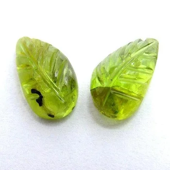 Natural leaf shape leaf carving green Tourmaline matching same pair stone loose gemstone cabochon price per carat