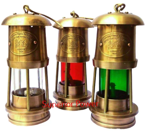 Set of 2 Brass Minor Lamp Antique Nautical Ship Lantern Maritime Boat Light 6".. 