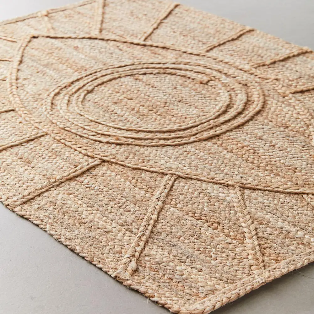 100 Hemp Jute Braided Rugs Jute Eye Design Braided Rectangular Rugs