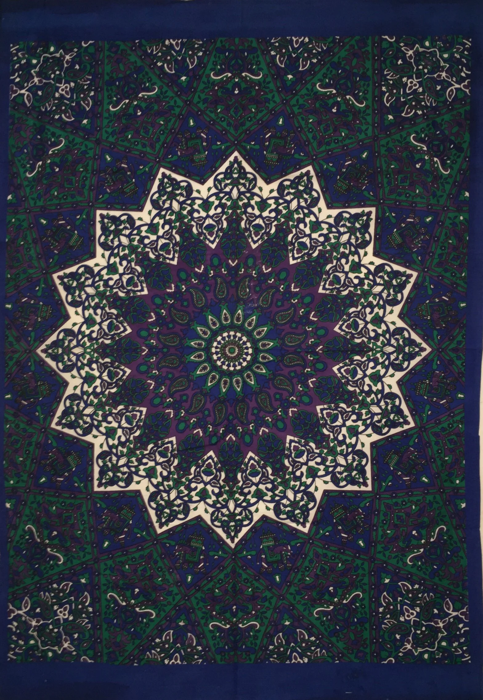 Elephant Mandala Design Small Poster Wall Hanging Tapestry Cotton Fabric Ethnic 