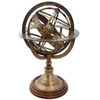 Antique Armillary Sphere Handmade Brass Globe Astronomical Sun Sign Celestial Marks Engraved Table Top Desktop Decor Gift