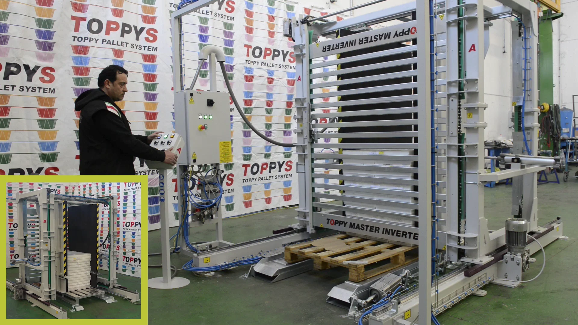 Best Quality Pallet Changer Master Inverter Stationary Pallet Changer Machine For Food Industry