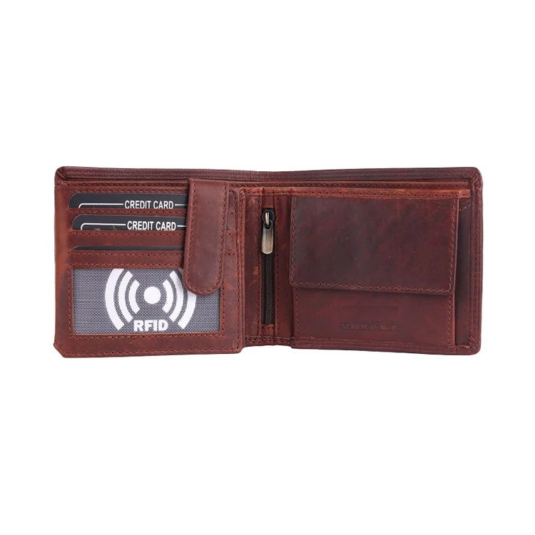 Source Genuine Leather RFID Blocking Men's Wallet with 1 Coin Pocket Two  Currency Pocket 12 Card Slots Compartments on m.