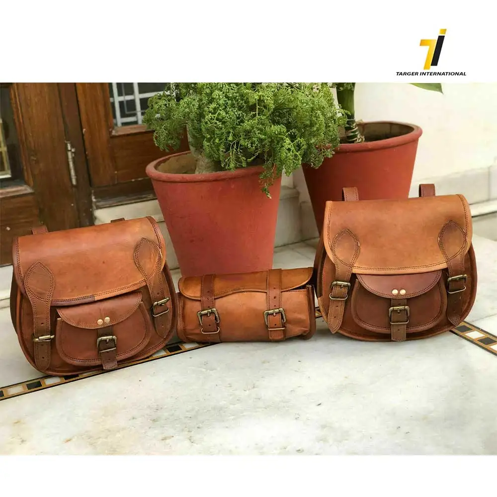brown leather panniers