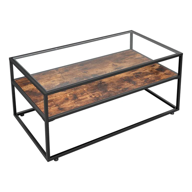 Vasagle Furnishing Living Room Tempered Glass Top Stable Steel Frame Wood Decoration Rustic Brown Center Coffee Table Buy Center Coffee Table Wood Glass Coffee Table Living Room Coffee Tables Product On Alibaba Com