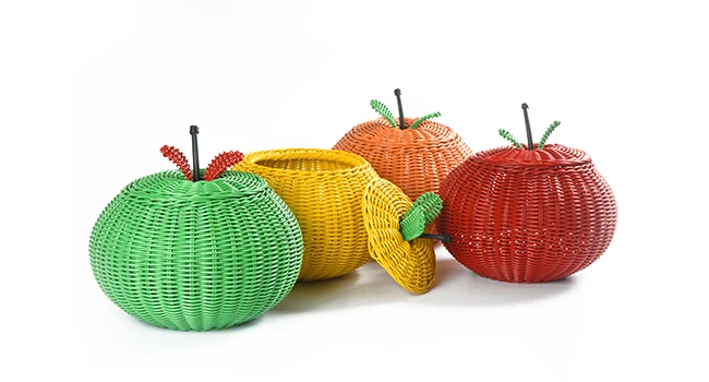 High Quality apple Shape Wicker Fancy Storage Basket With Simple Elegant Modern Design From Cirebon West Java Indonesia