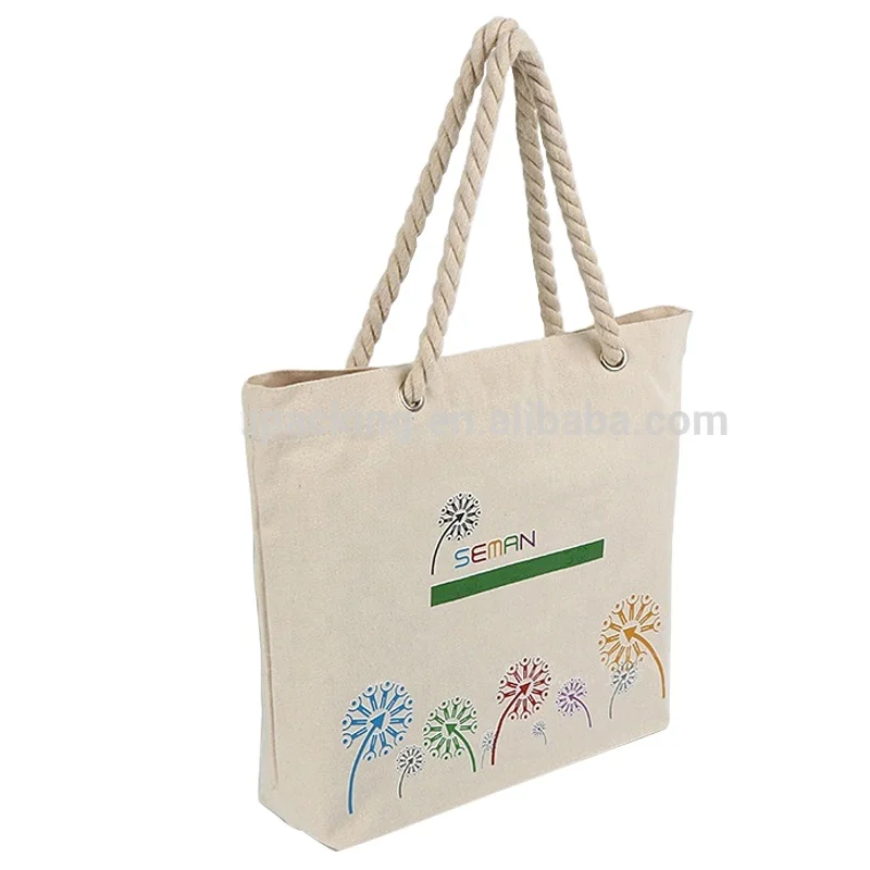 Custom Logo Wholesale new shopping tote single shoulder travel high quality cotton canvas beach bag