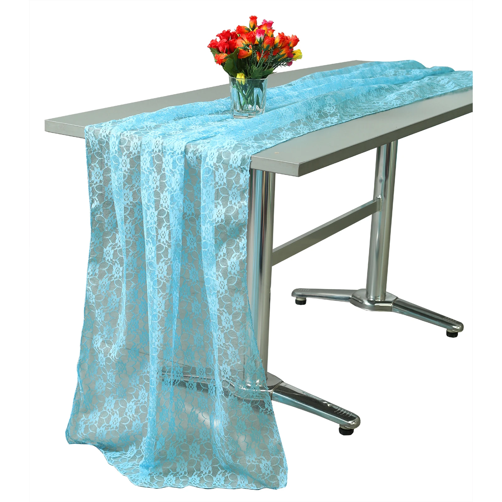 27 X 120 Inch Lace Table Runner For Wedding Banquet Decor For 10ft