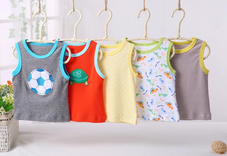 
 Летние футболки без рукавов с круглым вырезом для новорожденных, 100% хлопок, 5 шт./упаковка  