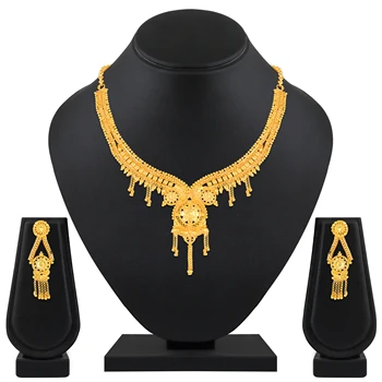 Indian wholesale One Gram Gold Bridal Fashion Jewelry Choker Necklace Set for Women