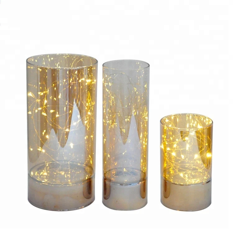 new design Handmade table decorative glass cylinder Christmas decoration wedding centerpieces with led light manufacture