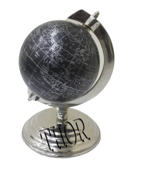 Красивая черная карта мира, вращающийся глобус мира, настольный стол для колледжа, шар из никеля, полированный декор для офиса и школы