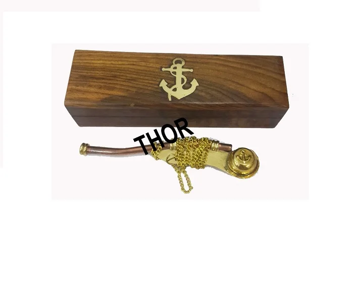 Details about   Brass Copper Boatswain Whistle Bosun Call Pipe Nautical Maritime W/ Wooden Box 